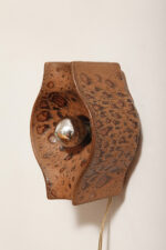 Brązowa cętkowana jednopunktowa nieduża ceramiczna lampa ścienna / kinkiet w stylu projektu Cari Zalloni dla Leola, Space Age, Niemcy, lata 70. - obrazek 2