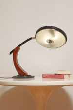 Metalowa dwupunktową lampa biurkowa "President" z ramieniem z litego palisandrowego drewna i czarnym kloszem, projekt Luis Pérez de la Oliva dla Fase, Hiszpania, lata 70. - obrazek 21
