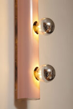 Smukła trzypunktowa aluminiowa cylindryczna różowa lampa ścienna/kinkiet o pionowej, lub poziomej orientacji, Targetti, Włochy, lata 80. - obrazek 38