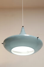 Jednopunktowa ażurowa niebieska metalowa lampa sufitowa "UFO" w stylu Space Age, Polam Wieliczka, Polska, lata 70-90. - obrazek 21
