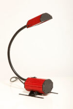 Jednopunktowa czerwono-czarna lampa biurkowa/nocna/lampa ścienna/kinkiet "Ciao 1170" z kloszem na ruchomym giętym ramieniu, projekt Ezio Didone dla firmy Arteluce, Włochy, lata 80. - obrazek 22