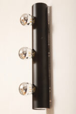 Smukła trzypunktowa aluminiowa cylindryczna czarna lampa ścienna/kinkiet o pionowej, lub poziomej orientacji, Targetti, Włochy, lata 80. - obrazek 34