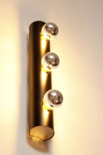 Smukła trzypunktowa aluminiowa cylindryczna czarna lampa ścienna/kinkiet o pionowej, lub poziomej orientacji, Targetti, Włochy, lata 80. - obrazek 35