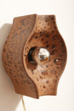 Brązowa cętkowana jednopunktowa nieduża ceramiczna lampa ścienna / kinkiet w stylu projektu Cari Zalloni dla Leola, Space Age, Niemcy, lata 70. - obrazek 23