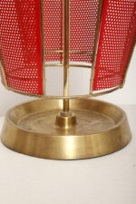 Mosiężny parasolnik/stojak na parasole w kolorze starego złota z bokami z blachy perforowanej lakierowanej na czerwono, Wagner Keller, Niemcy, lata 50/60. - obrazek 23