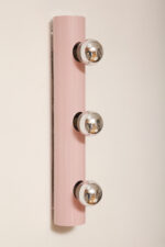 Smukła trzypunktowa aluminiowa cylindryczna różowa lampa ścienna/kinkiet o pionowej, lub poziomej orientacji, Targetti, Włochy, lata 80. - obrazek 41