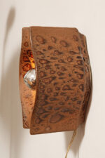 Brązowa cętkowana jednopunktowa nieduża ceramiczna lampa ścienna / kinkiet w stylu projektu Cari Zalloni dla Leola, Space Age, Niemcy, lata 70. - obrazek 24