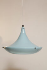 Jednopunktowa ażurowa niebieska metalowa lampa sufitowa "UFO" w stylu Space Age, Polam Wieliczka, Polska, lata 70-90. - obrazek 24