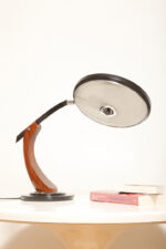 Metalowa dwupunktową lampa biurkowa "President" z ramieniem z litego palisandrowego drewna i czarnym kloszem, projekt Luis Pérez de la Oliva dla Fase, Hiszpania, lata 70. - obrazek 25