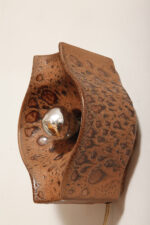 Brązowa cętkowana jednopunktowa nieduża ceramiczna lampa ścienna / kinkiet w stylu projektu Cari Zalloni dla Leola, Space Age, Niemcy, lata 70. - obrazek 25