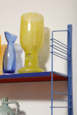 Modułowa szafka/regał na metalowej niebieskiej konstrukcji z dwoma metalowymi półkami z regulowaną wysokością, projekt Adriaan Dekker dla firmy Tomado, Holandia, lata 60. - obrazek 26