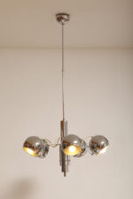 Rozłożysta cała metalowa długa pięciopunktowa chromowana lampa sufitowa z regulowaną długością zwisu, Space Age, Włochy, lata 60/70. - obrazek 27