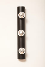 Smukła trzypunktowa aluminiowa cylindryczna czarna lampa ścienna/kinkiet o pionowej, lub poziomej orientacji, Targetti, Włochy, lata 80. - obrazek 39