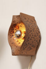 Brązowa cętkowana jednopunktowa nieduża ceramiczna lampa ścienna / kinkiet w stylu projektu Cari Zalloni dla Leola, Space Age, Niemcy, lata 70. - obrazek 27
