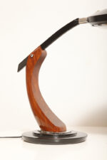 Metalowa dwupunktową lampa biurkowa "President" z ramieniem z litego palisandrowego drewna i czarnym kloszem, projekt Luis Pérez de la Oliva dla Fase, Hiszpania, lata 70. - obrazek 28
