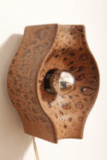 Brązowa cętkowana jednopunktowa nieduża ceramiczna lampa ścienna / kinkiet w stylu projektu Cari Zalloni dla Leola, Space Age, Niemcy, lata 70. - obrazek 28