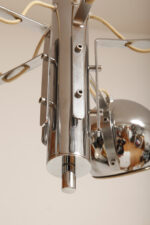 Rozłożysta cała metalowa długa pięciopunktowa chromowana lampa sufitowa z regulowaną długością zwisu, Space Age, Włochy, lata 60/70. - obrazek 29