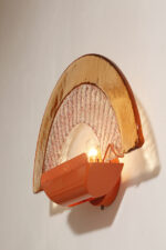 Duża dwupunktowa łososiowa lampa ścienna/kinkiet ze szklanym ręcznie formowanym fakturowym masywnym pomarańczowo-różowym kloszem, styl Art Deco, Włochy, lata 70. - obrazek 31