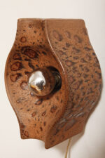 Brązowa cętkowana jednopunktowa nieduża ceramiczna lampa ścienna / kinkiet w stylu projektu Cari Zalloni dla Leola, Space Age, Niemcy, lata 70. - obrazek 30