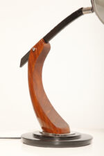 Metalowa dwupunktową lampa biurkowa "President" z ramieniem z litego palisandrowego drewna i czarnym kloszem, projekt Luis Pérez de la Oliva dla Fase, Hiszpania, lata 70. - obrazek 3