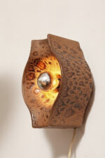 Brązowa cętkowana jednopunktowa nieduża ceramiczna lampa ścienna / kinkiet w stylu projektu Cari Zalloni dla Leola, Space Age, Niemcy, lata 70. - obrazek 31