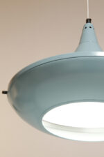 Jednopunktowa ażurowa niebieska metalowa lampa sufitowa "UFO" w stylu Space Age, Polam Wieliczka, Polska, lata 70-90. - obrazek 31