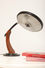 Metalowa dwupunktową lampa biurkowa "President" z ramieniem z litego palisandrowego drewna i czarnym kloszem, projekt Luis Pérez de la Oliva dla Fase, Hiszpania, lata 70. - obrazek 32