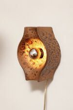 Brązowa cętkowana jednopunktowa nieduża ceramiczna lampa ścienna / kinkiet w stylu projektu Cari Zalloni dla Leola, Space Age, Niemcy, lata 70. - obrazek 33