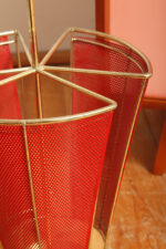 Mosiężny parasolnik/stojak na parasole w kolorze starego złota z bokami z blachy perforowanej lakierowanej na czerwono, Wagner Keller, Niemcy, lata 50/60. - obrazek 33