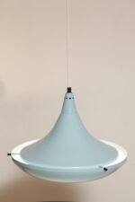 Jednopunktowa ażurowa niebieska metalowa lampa sufitowa "UFO" w stylu Space Age, Polam Wieliczka, Polska, lata 70-90. - obrazek 33