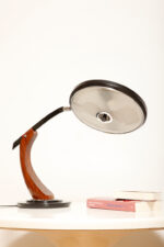 Metalowa dwupunktową lampa biurkowa "President" z ramieniem z litego palisandrowego drewna i czarnym kloszem, projekt Luis Pérez de la Oliva dla Fase, Hiszpania, lata 70. - obrazek 34