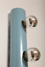 Smukła trzypunktowa aluminiowa cylindryczna niebieska lampa ścienna/kinkiet o pionowej, lub poziomej orientacji, Targetti, Włochy, lata 80. - obrazek 51