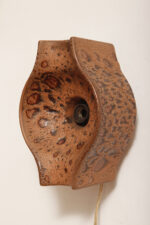 Brązowa cętkowana jednopunktowa nieduża ceramiczna lampa ścienna / kinkiet w stylu projektu Cari Zalloni dla Leola, Space Age, Niemcy, lata 70. - obrazek 34