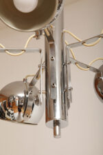 Rozłożysta cała metalowa długa pięciopunktowa chromowana lampa sufitowa z regulowaną długością zwisu, Space Age, Włochy, lata 60/70. - obrazek 35