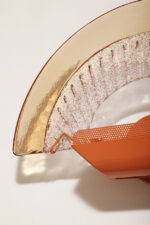 Duża dwupunktowa łososiowa lampa ścienna/kinkiet ze szklanym ręcznie formowanym fakturowym masywnym pomarańczowo-różowym kloszem, styl Art Deco, Włochy, lata 70. - obrazek 37