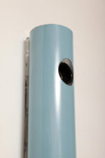 Smukła trzypunktowa aluminiowa cylindryczna niebieska lampa ścienna/kinkiet o pionowej, lub poziomej orientacji, Targetti, Włochy, lata 80. - obrazek 53