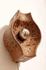 Brązowa cętkowana jednopunktowa nieduża ceramiczna lampa ścienna / kinkiet w stylu projektu Cari Zalloni dla Leola, Space Age, Niemcy, lata 70. - obrazek 36