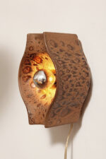 Brązowa cętkowana jednopunktowa nieduża ceramiczna lampa ścienna / kinkiet w stylu projektu Cari Zalloni dla Leola, Space Age, Niemcy, lata 70. - obrazek 37