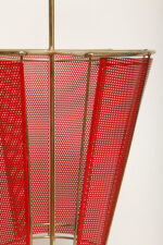 Mosiężny parasolnik/stojak na parasole w kolorze starego złota z bokami z blachy perforowanej lakierowanej na czerwono, Wagner Keller, Niemcy, lata 50/60. - obrazek 37