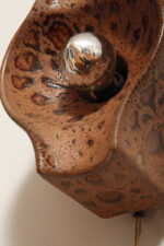 Brązowa cętkowana jednopunktowa nieduża ceramiczna lampa ścienna / kinkiet w stylu projektu Cari Zalloni dla Leola, Space Age, Niemcy, lata 70. - obrazek 38