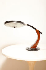 Metalowa dwupunktową lampa biurkowa "President" z ramieniem z litego palisandrowego drewna i czarnym kloszem, projekt Luis Pérez de la Oliva dla Fase, Hiszpania, lata 70. - obrazek 39