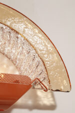 Duża dwupunktowa łososiowa lampa ścienna/kinkiet ze szklanym ręcznie formowanym fakturowym masywnym pomarańczowo-różowym kloszem, styl Art Deco, Włochy, lata 70. - obrazek 40