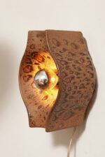 Brązowa cętkowana jednopunktowa nieduża ceramiczna lampa ścienna / kinkiet w stylu projektu Cari Zalloni dla Leola, Space Age, Niemcy, lata 70. - obrazek 39