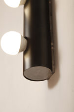 Smukła trzypunktowa aluminiowa cylindryczna czarna lampa ścienna/kinkiet o pionowej, lub poziomej orientacji, Targetti, Włochy, lata 80. - obrazek 8