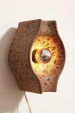 Brązowa cętkowana jednopunktowa nieduża ceramiczna lampa ścienna / kinkiet w stylu projektu Cari Zalloni dla Leola, Space Age, Niemcy, lata 70. - obrazek 4