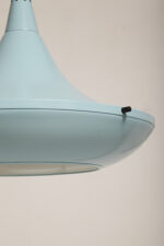 Jednopunktowa ażurowa niebieska metalowa lampa sufitowa "UFO" w stylu Space Age, Polam Wieliczka, Polska, lata 70-90. - obrazek 4