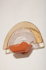 Duża dwupunktowa łososiowa lampa ścienna/kinkiet ze szklanym ręcznie formowanym fakturowym masywnym pomarańczowo-różowym kloszem, styl Art Deco, Włochy, lata 70. - obrazek 43