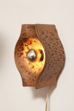 Brązowa cętkowana jednopunktowa nieduża ceramiczna lampa ścienna / kinkiet w stylu projektu Cari Zalloni dla Leola, Space Age, Niemcy, lata 70. - obrazek 41
