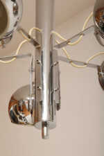 Rozłożysta cała metalowa długa pięciopunktowa chromowana lampa sufitowa z regulowaną długością zwisu, Space Age, Włochy, lata 60/70. - obrazek 42