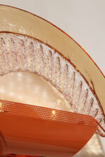 Duża dwupunktowa łososiowa lampa ścienna/kinkiet ze szklanym ręcznie formowanym fakturowym masywnym pomarańczowo-różowym kloszem, styl Art Deco, Włochy, lata 70. - obrazek 46